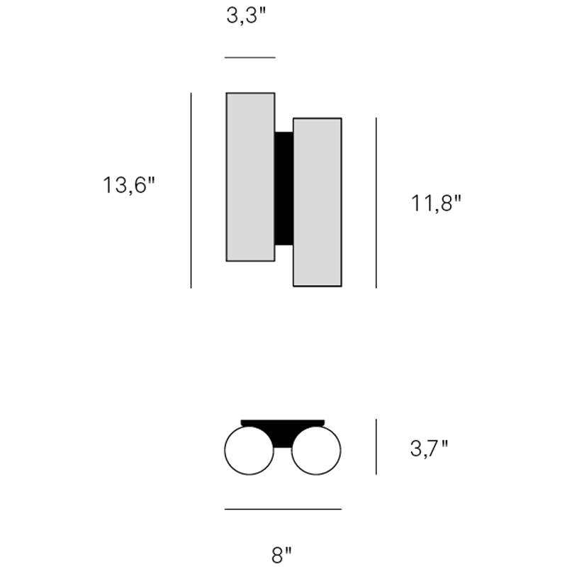 Black Note Duplet LED Wall Sconce Specifications