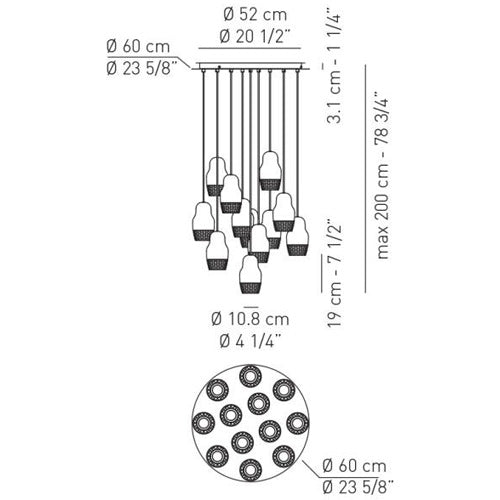 Fedora 12 Light Pendant by Axo Light