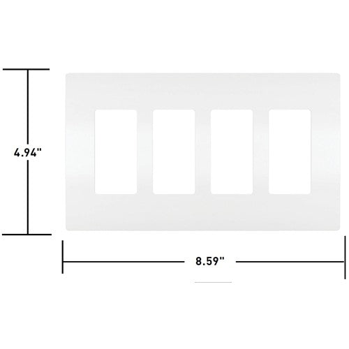Radiant Four Gang Screwless Wall Plate by Legrand Radiant