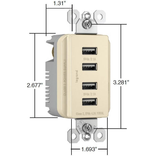 Radiant Quad USB Charger by Legrand Radiant