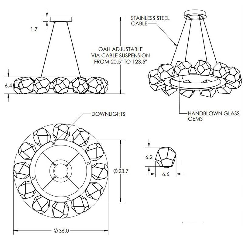 Gem Radial Ring Small Chandelier by Hammerton Studio