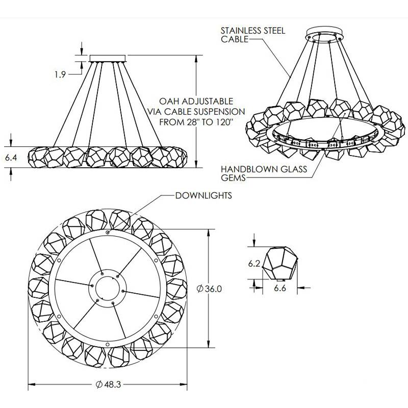 Gem Radial Ring Large Chandelier by Hammerton Studio