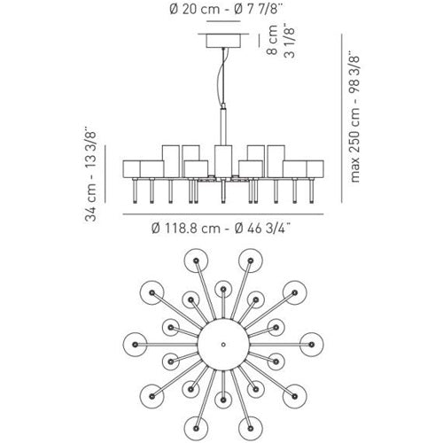 Spillray 20 Chandelier by Axo Light