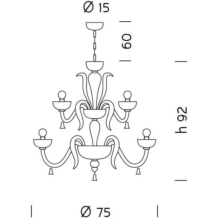 Foscari Two-Tier 3+6 Chandelier by Sylcom