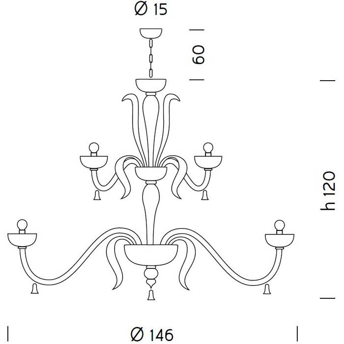 Foscari Two-Tier 8+16 Chandelier by Sylcom