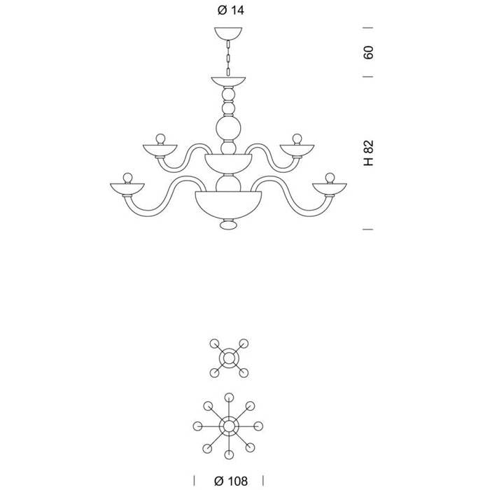 Candiano 4+8-Light Two-Tier Chandelier by Sylcom