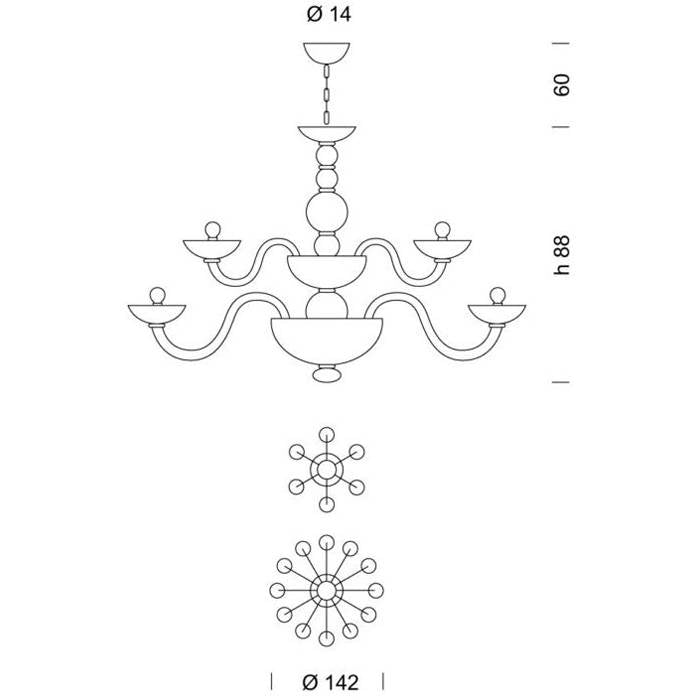 Candiano 6+12-Light Two-Tier Chandelier by Sylcom