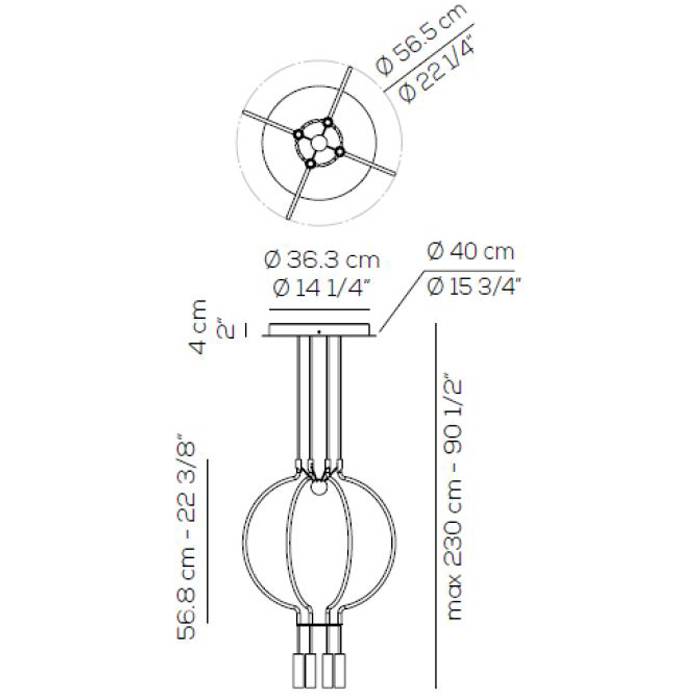 Liaison USLIAIX 4 Small Suspension by Axo Light