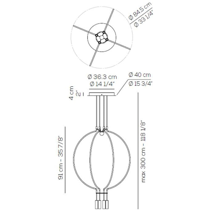 Liaison USLIAIX 4 Medium Suspension by Axo Light