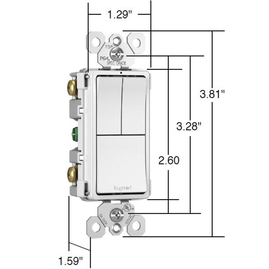 Radiant Two Single Pole Switch and Single Pole 3 Way Specifications