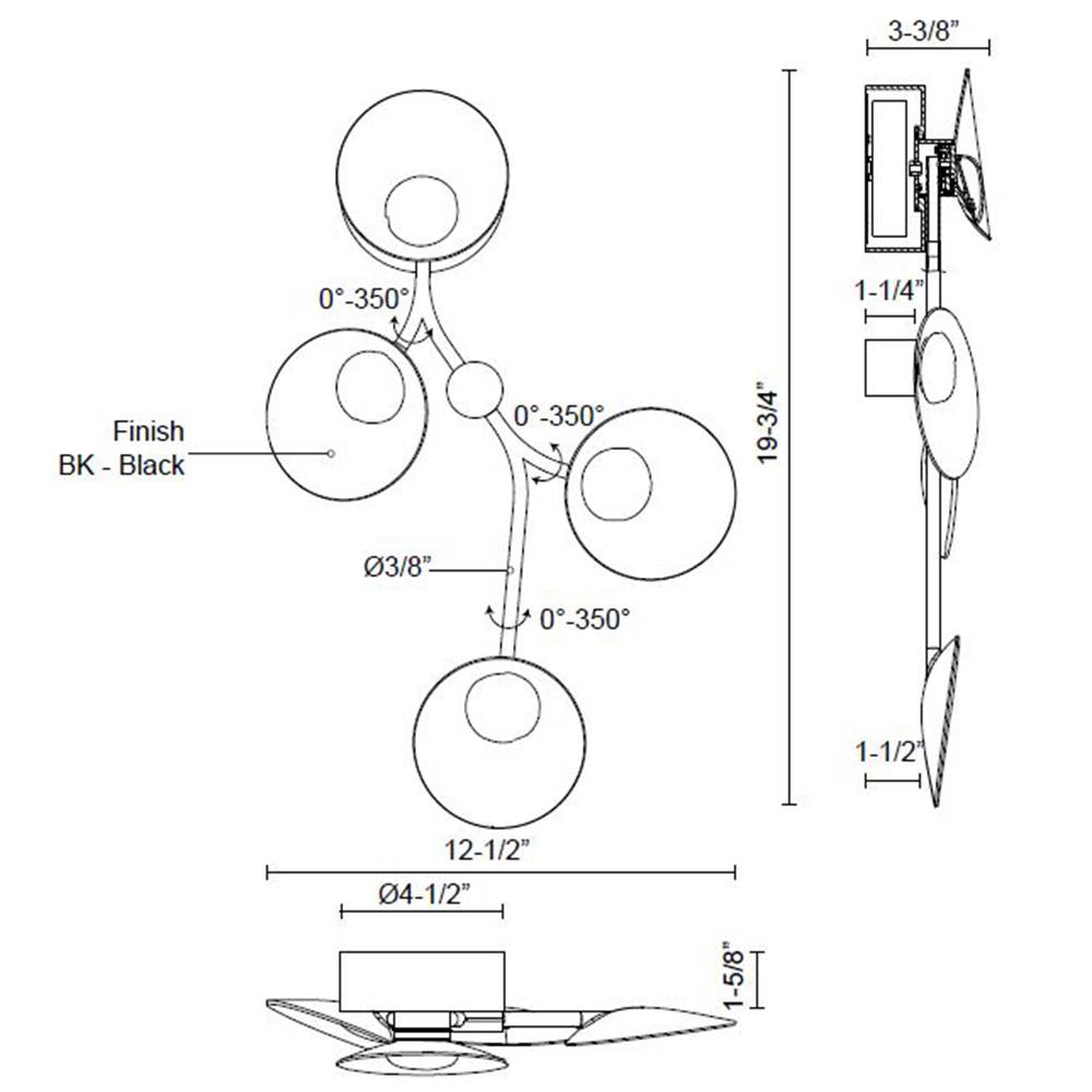 Rotaire LED Large Wall Sconce Specifications