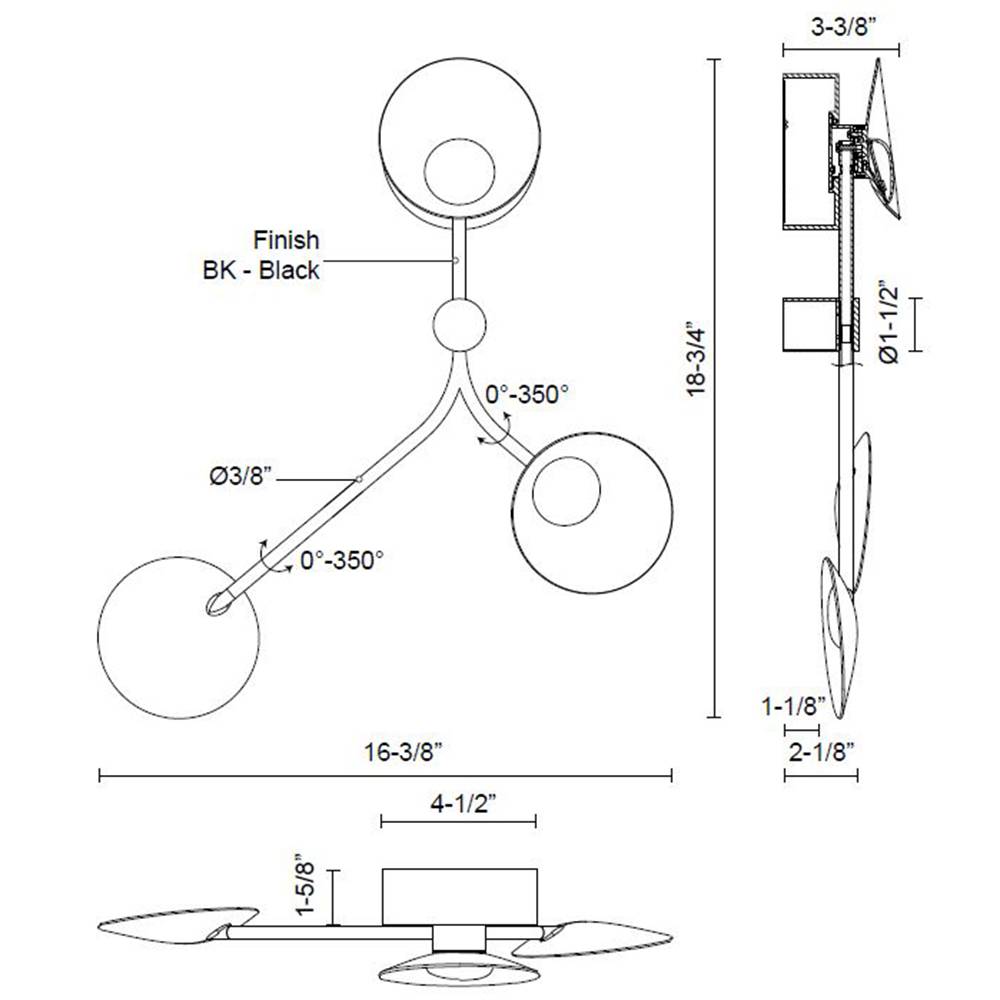 Rotaire LED Small Wall Sconce Specifications