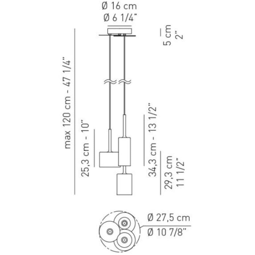 Spillray 3 Light Pendant Specifications