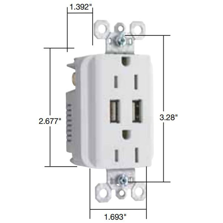 Radiant 15A Tamper Resistant USB Outlet Specifications