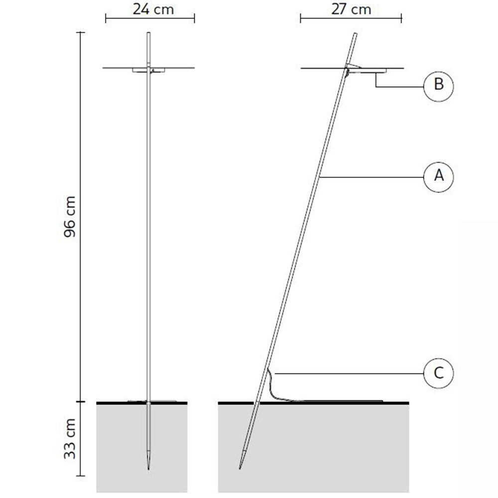 Xana Medium 33 Stake Floor Lamp Specifications