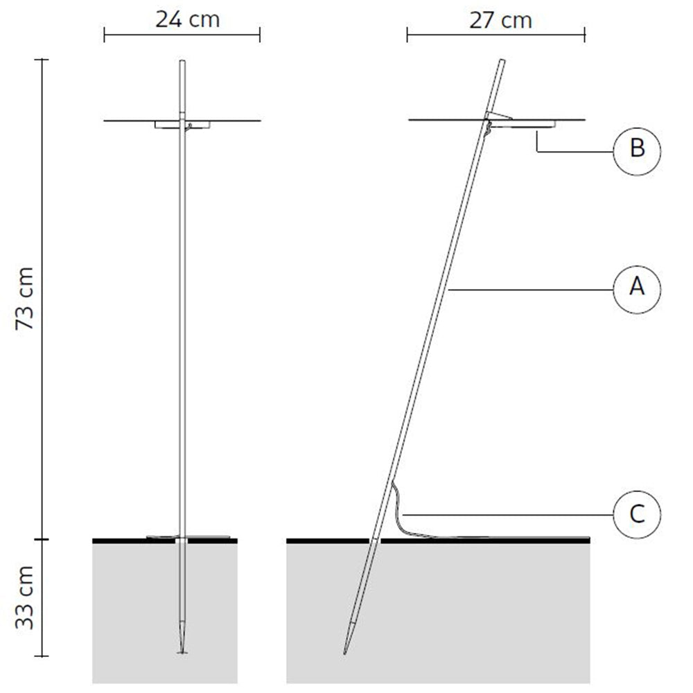 Xana Small 33 Stake Floor Lamp Specifications