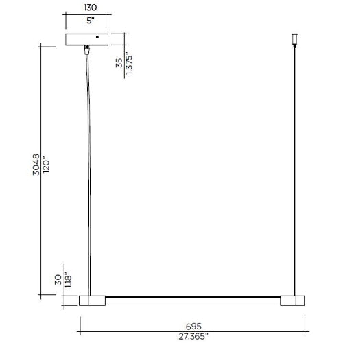 Thin LED Horizontal Suspension Small