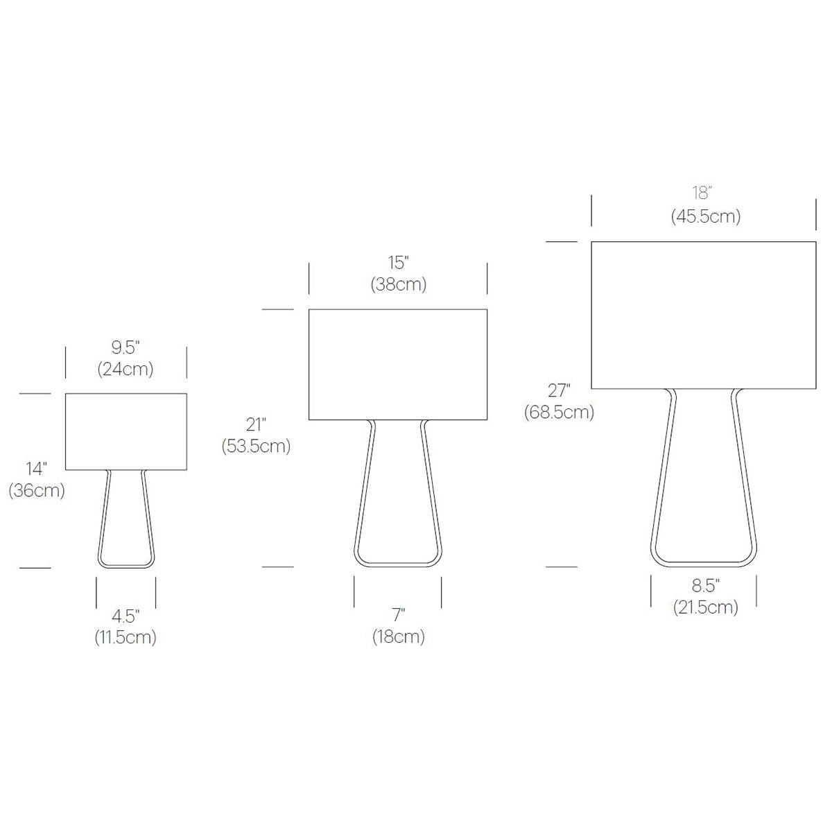 Tube Top Table Lamp Specifications