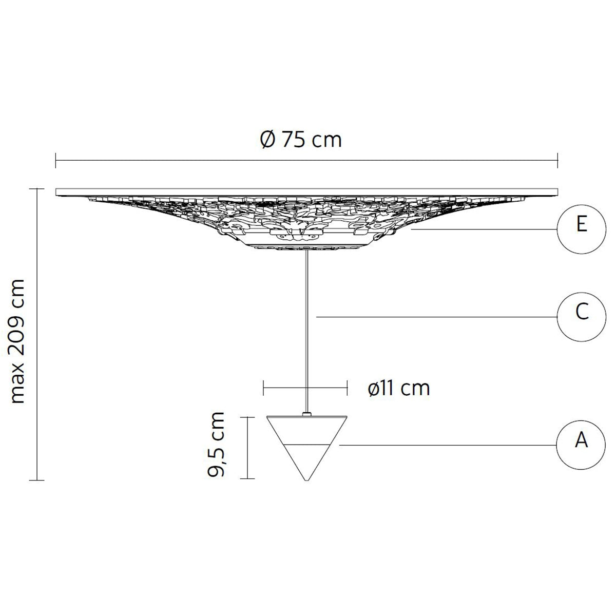 Moonbloom 1 Light Large Pendant Light Specifications