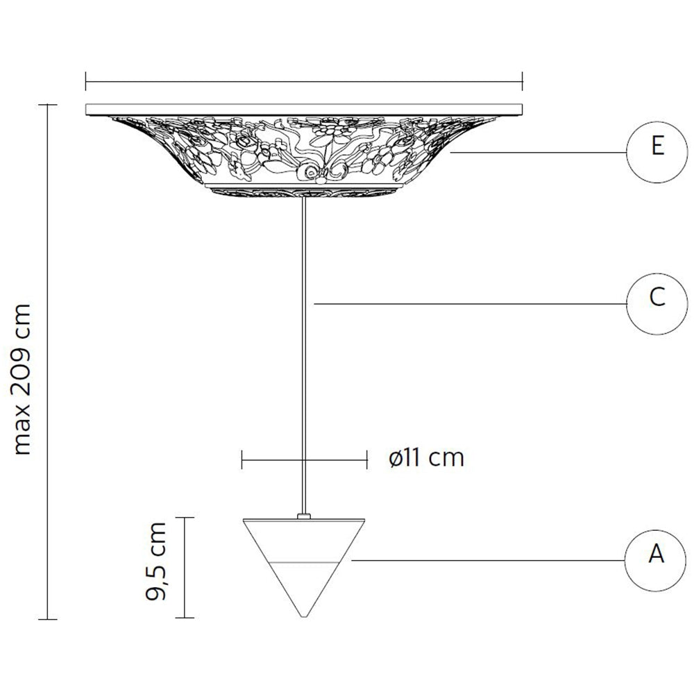 Moonbloom 1 Light Small Pendant Light Specifications