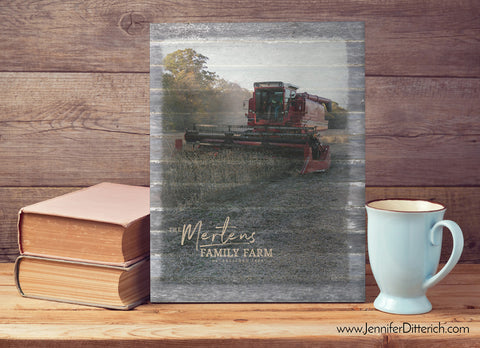 Personalized Farming Canvas Print with Combine by Jennifer Ditterich Designs