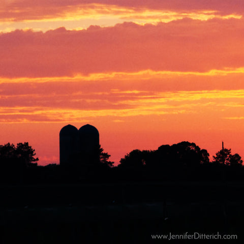 Silo Sunset Farm Photograph by Jennifer Ditterich Designs