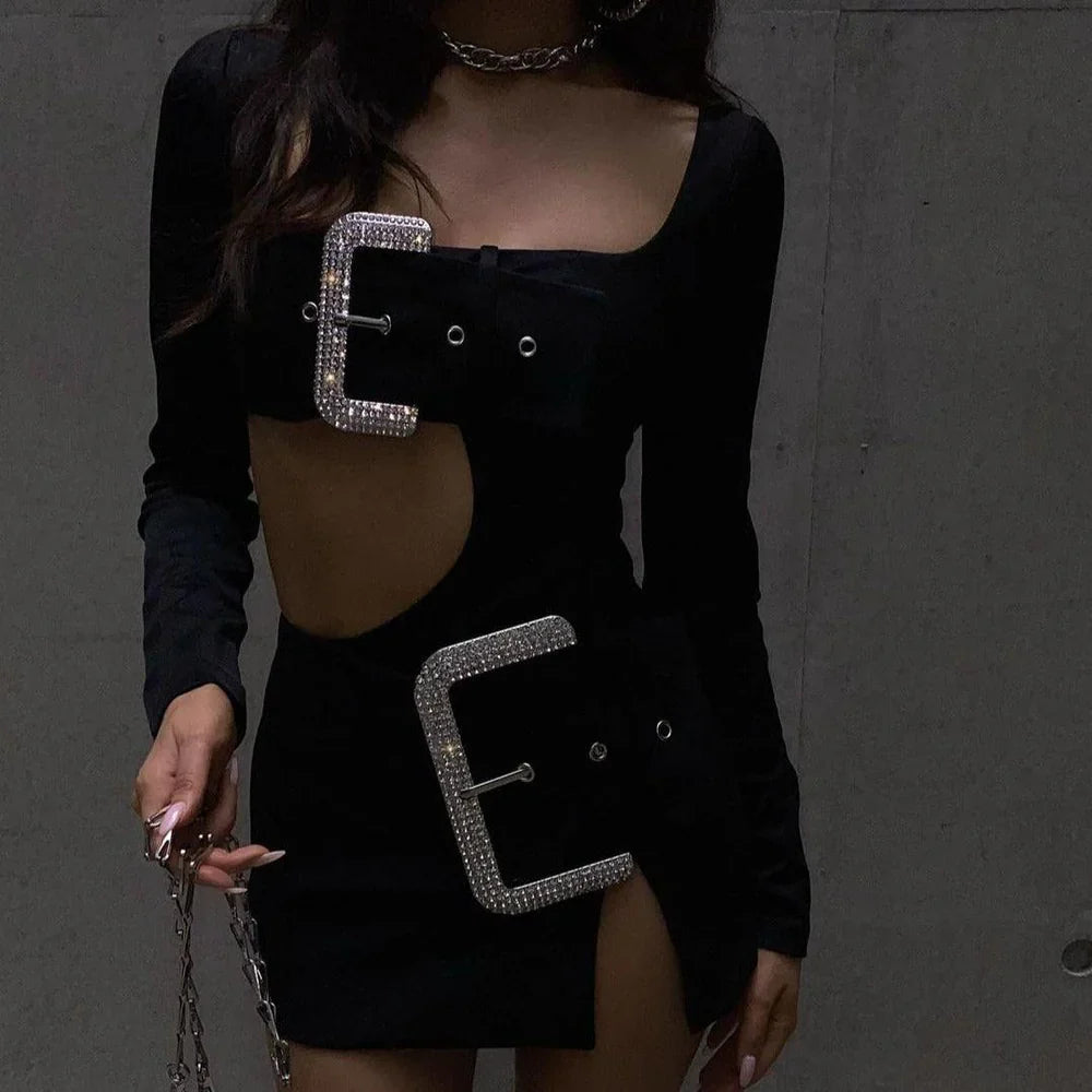 Crystal-Buckle Two-Piece Set: Trendy Elegance for Every Occasion