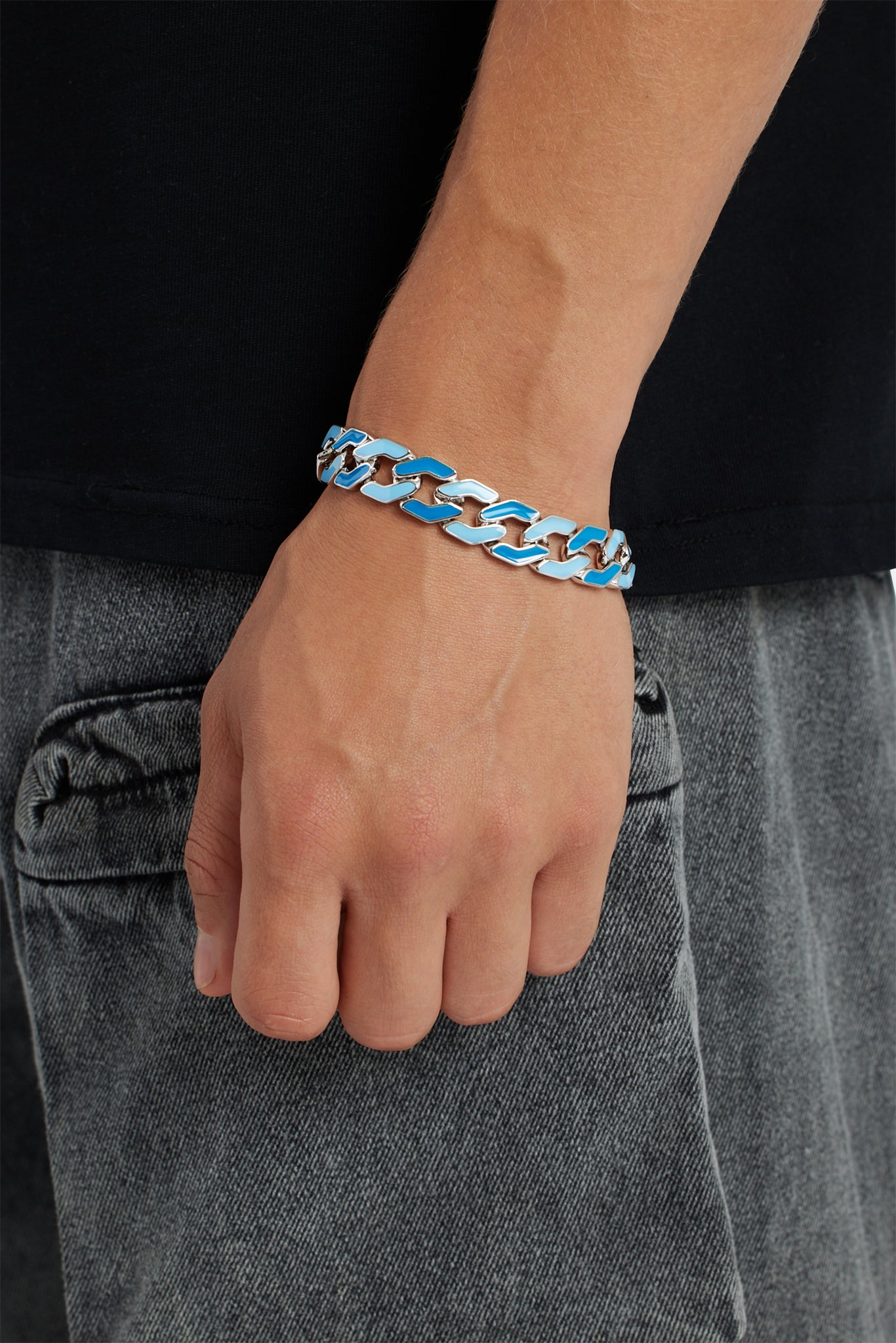 Louis Vuitton Cuban Chain Bracelet Blue in Metal/Enamel with