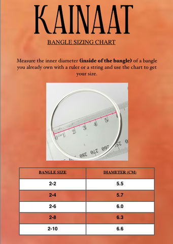 Bangle Size Chart, Bangle Diameter Measurement