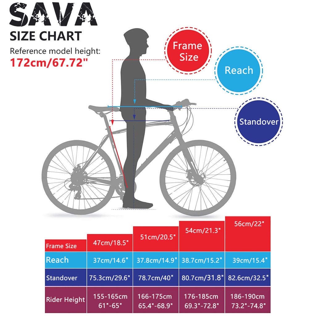 Size Chart for SAVA Carbon Road bikes