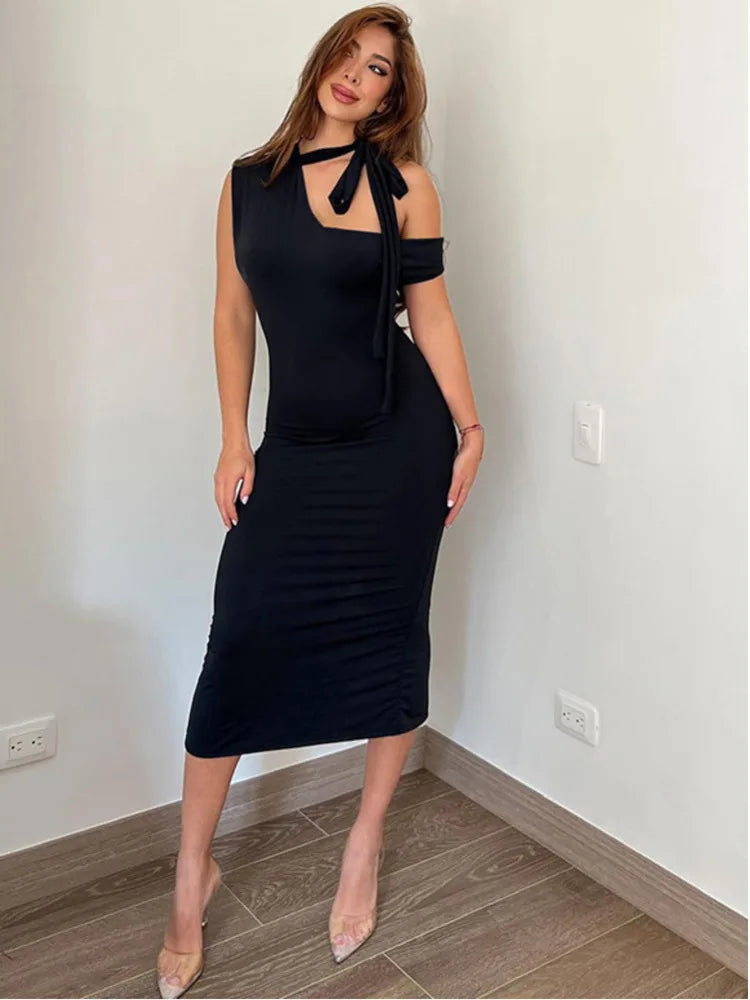 Sleeveless Irregular Tie Dress for Women, High End, Slim Fit - Image 5