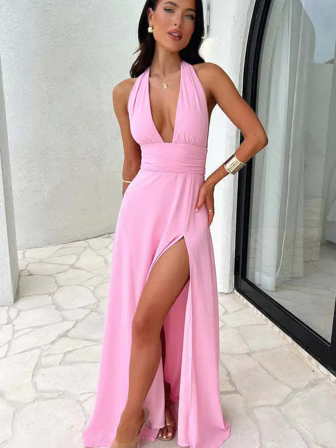 Sleeveless open back high split evening dress for women - Image 9
