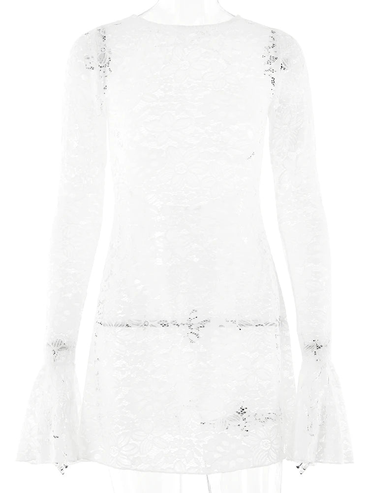 Patchwork Long Sleeved Backless Slim Dress - Women's Streetwear Mini Dress - Image 4