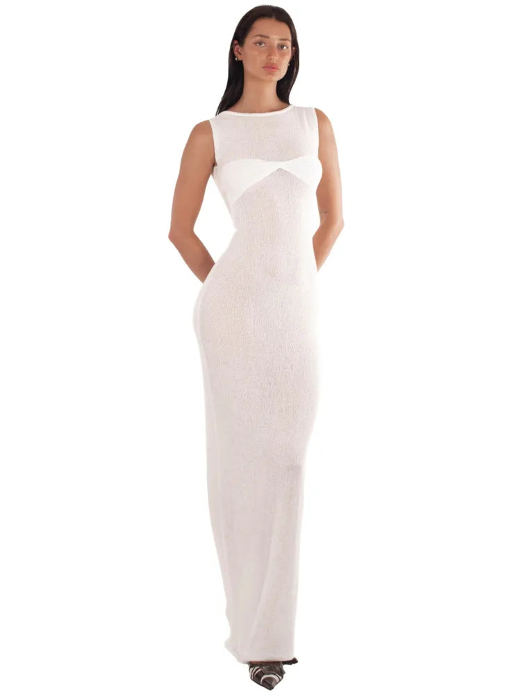 Sleeveless Knitted Sweater Dress: Women's Double Layer Party Dress - Image 7
