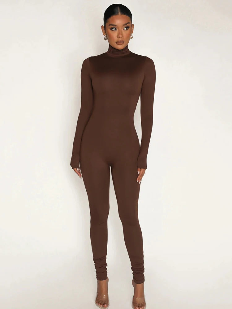Stylish High Neck Zipper Jumpsuit for Casual Outdoor Activities - Image 7