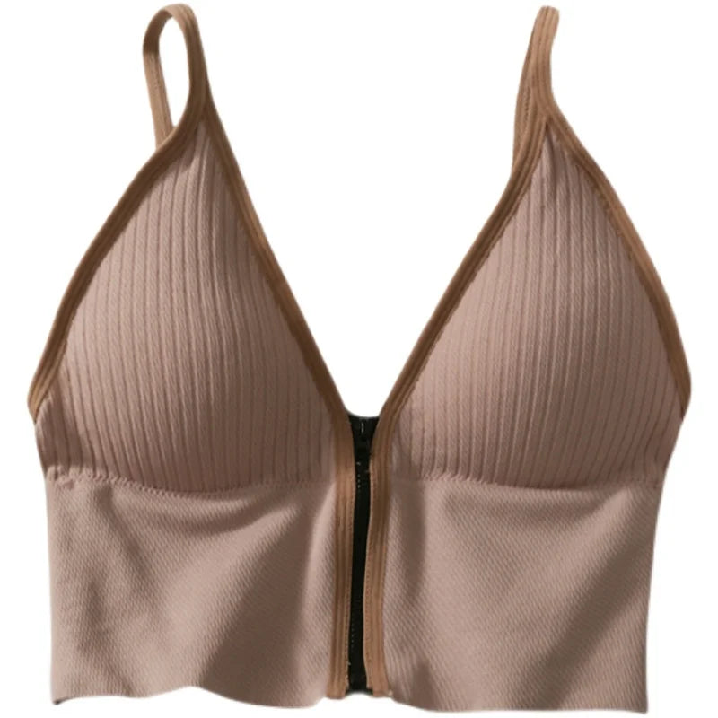 Korean striped crop top with built-in bra and slim fit - Image 9