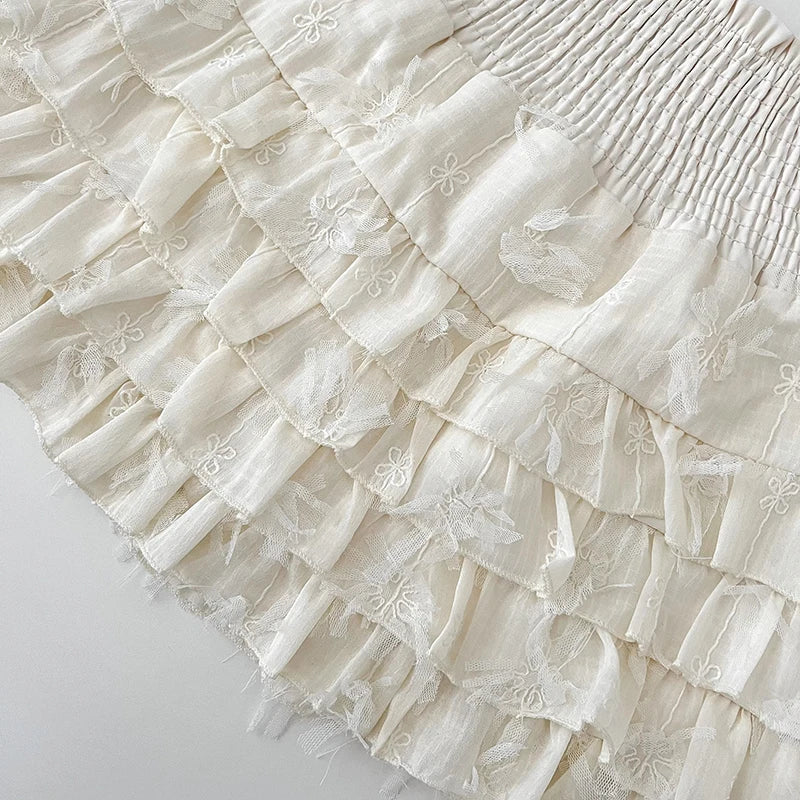 Women's Elastic Waist Tiered A-line Skirt with Bow Decoration - Image 8