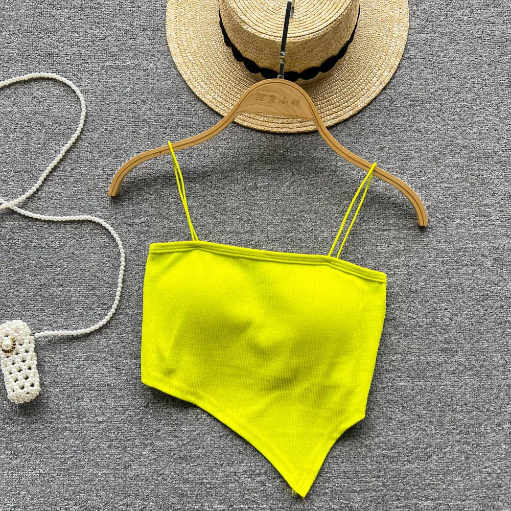 Trendy Spaghetti Strap Tank Top with Irregular Design for Women - Image 3