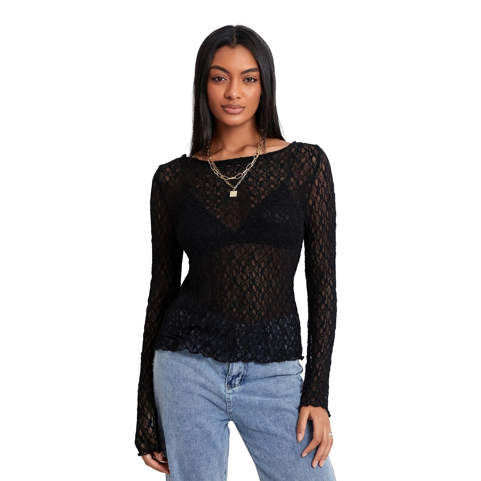Sheer fitted short sleeve solid color crop top for parties - Image 9