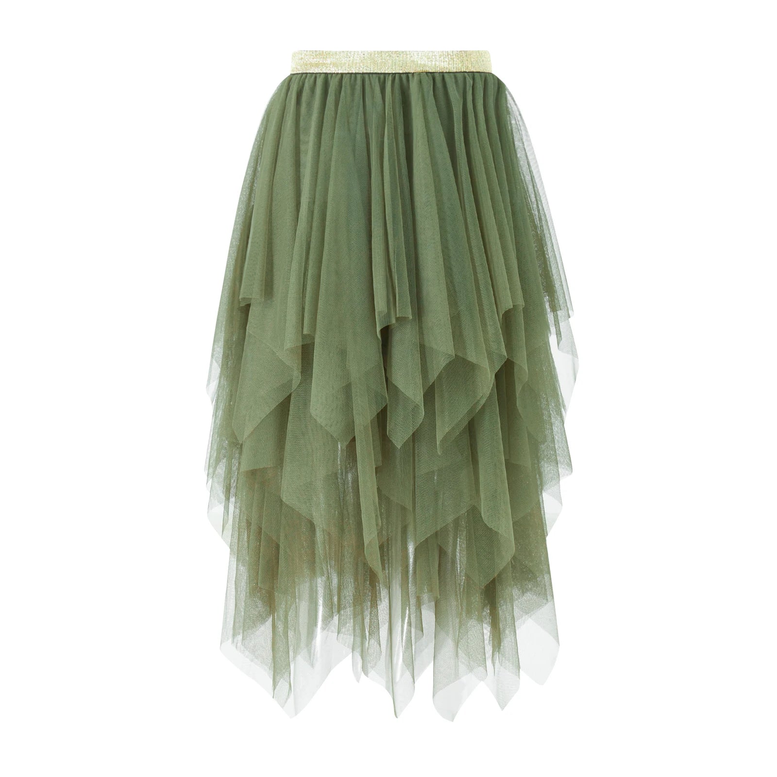 Women's Elastic High Waist Ruffle Tulle Midi Skirts - Image 9