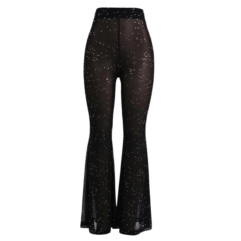 Stylish Wide-Leg Flare Pants: Sequins, Perspective, Personality for Women - Image 5