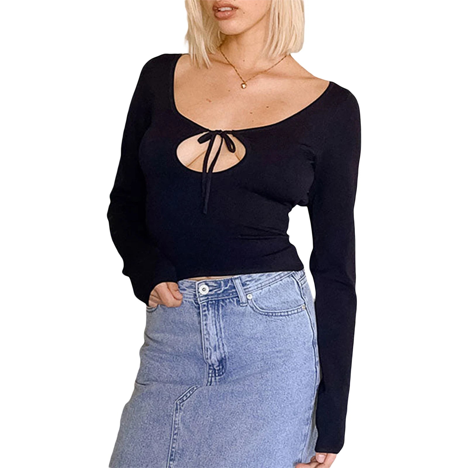 Trendy Hollow-Out Backless Slim Fit Tie-Up Crop Tops for Women - Image 2