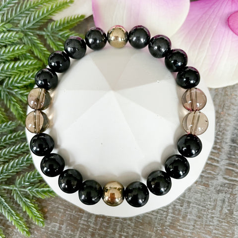 Cross Stone Amulet - Protection Bracelet - Chiastolite Shungite Tiger –  Alex Health Jewelry