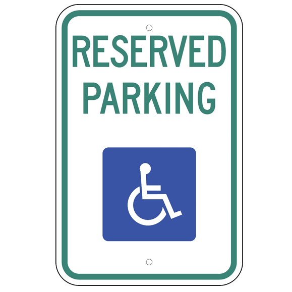 *Handicap Reserved Parking (No Arrows) Sign - Federal Layout