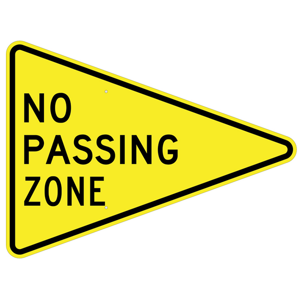 no passing zone sign advabxe warninf