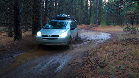 Toyota Sienna camping van with bike rack 