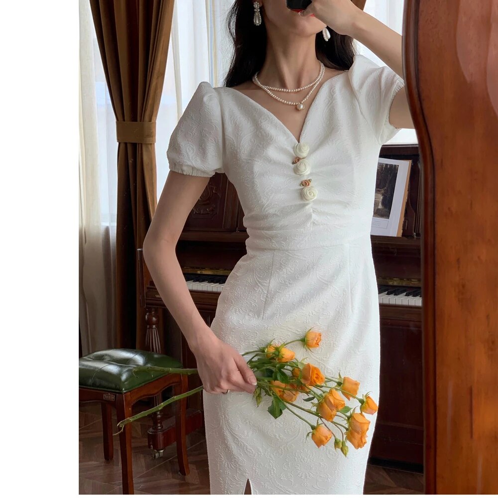 Lizakosht Summer Elegant Women Bodycon Vintage Midi Dress Vestidos Female Slim Party New Clothes - Image 7