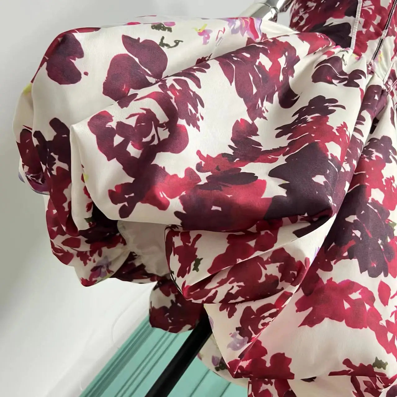 Lizakosht summer new French Hepburn style temperament cut print waist slim flower bud skirt A word fluffy dress - Image 15