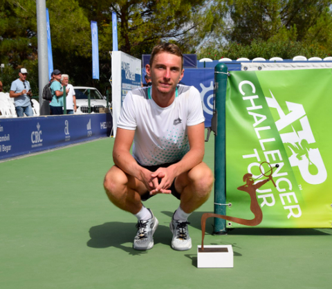 Lucas Klein with a trophy at the Alcante Challenger in Spain