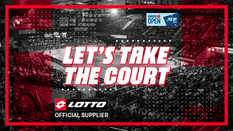 Copy saying Let's take the court, Lotto is the official supplier for the  2022 Vienna Open